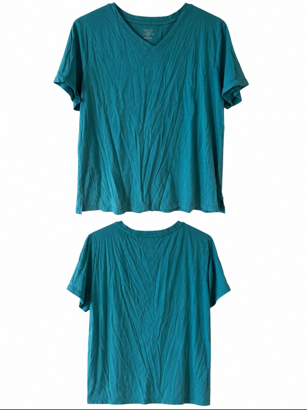 Classic Teal V-Neck Short Sleeve Tee for Women